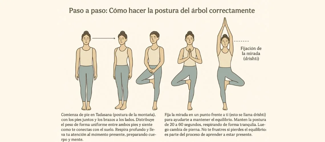 como hacer la postura del arbol en yoga