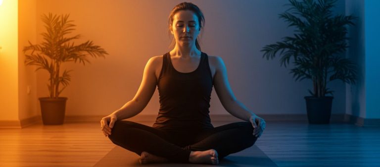postura facil en yoga, también conocida como sukhasana