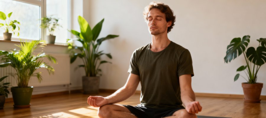 hombre haciendo yoga