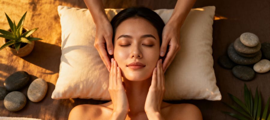 masaje de yoga facial a 4 manos