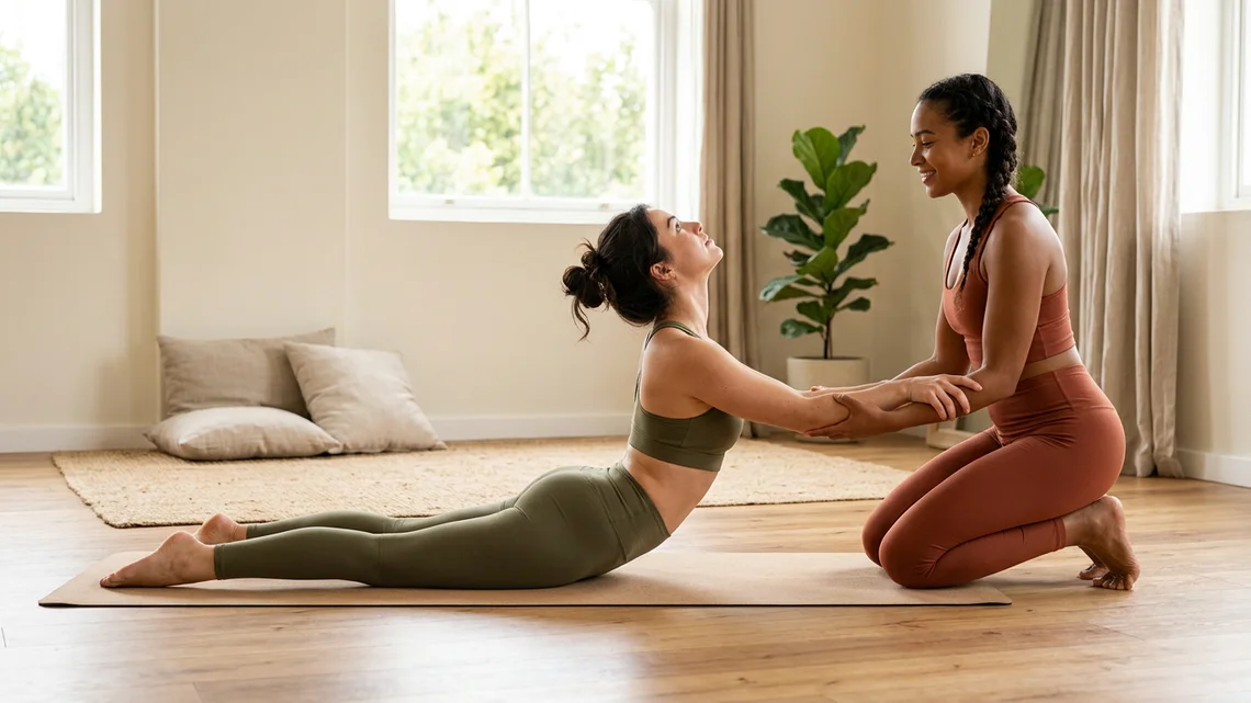 Posizione del cobra in coppia, Bhujangasana assistita, una posizione yoga per due