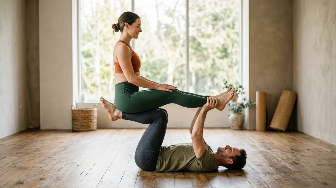 AcroYoga in coppia: la posizione del trono, una posizione yoga per due
